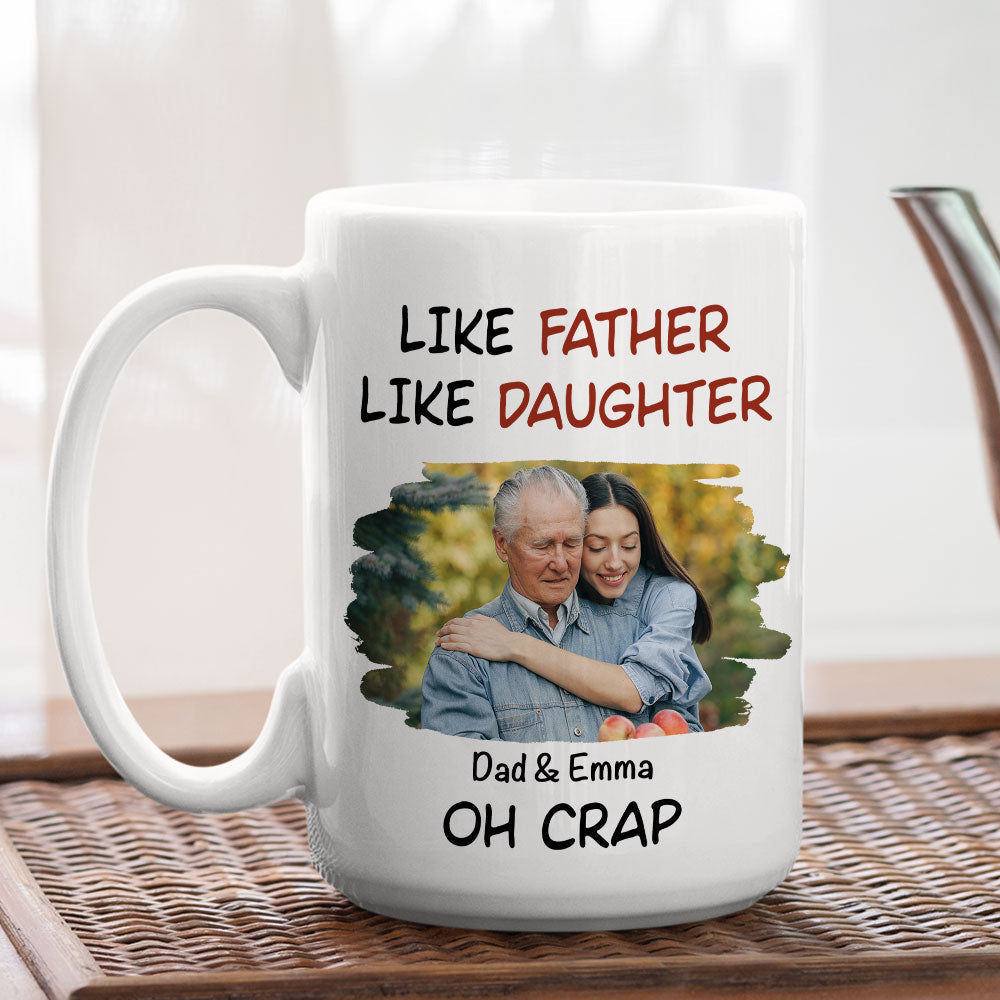 Custom Photo Christmas & Birthday Gift for Daughter • Like Father Like Daughter Cartoonized Photo - Personalized Coffee Mug