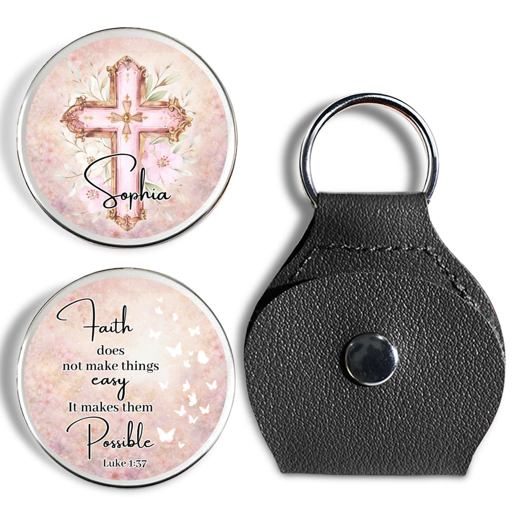 Custom Christian Coin Keychain, Faith Keepsake • Not Easy But Possible - Personalized Pocket Hug