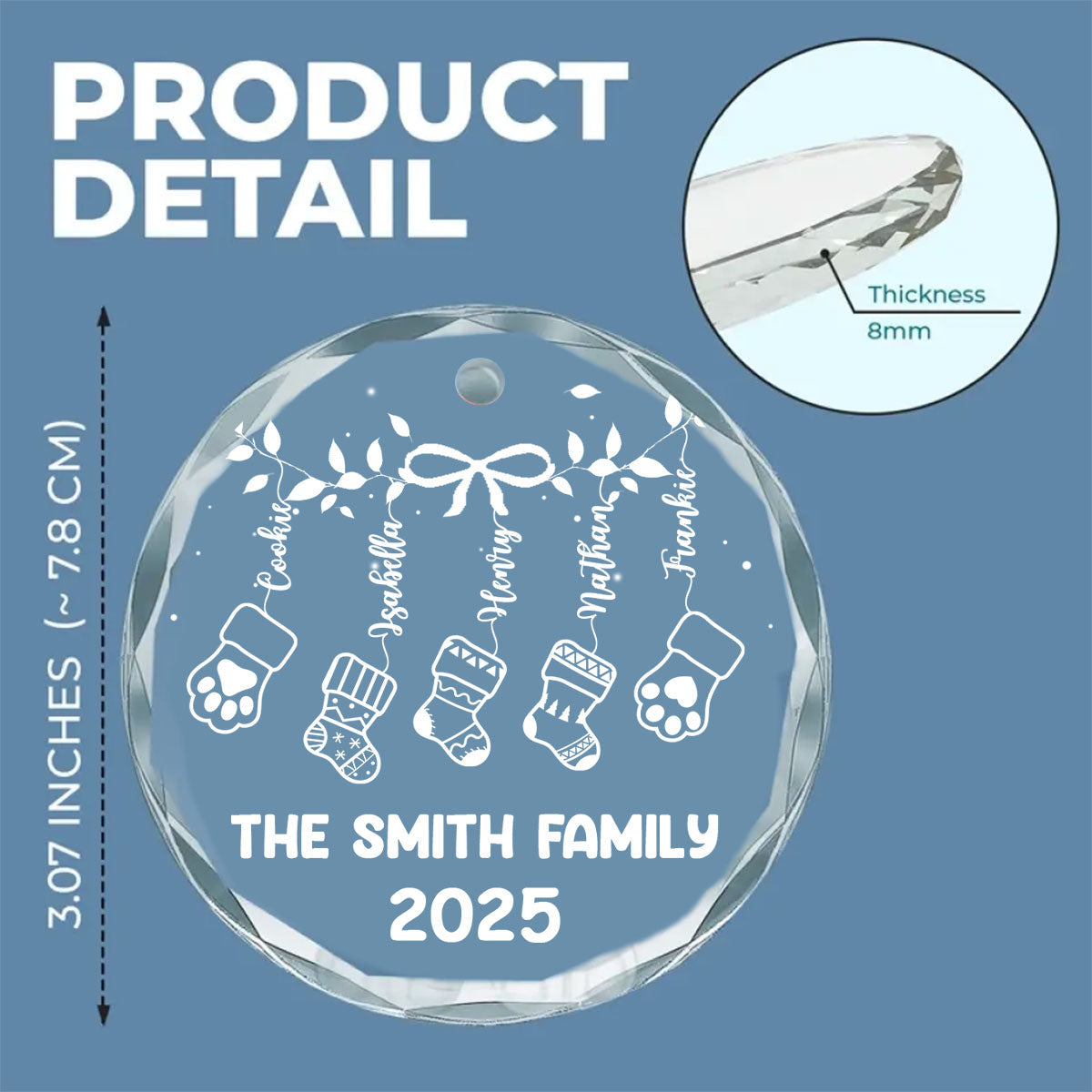 Custom Family Ornament, Christmas Gift for Family Members •  Our Family Love - Personalized Glass Ornament