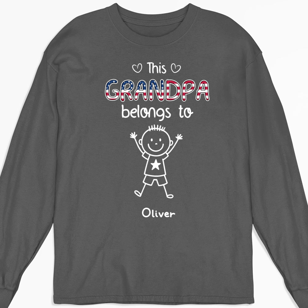 Custom Christmas & Birthday Gift for Grandpa • This Grandpa Belongs To Us America - Personalized Shirt