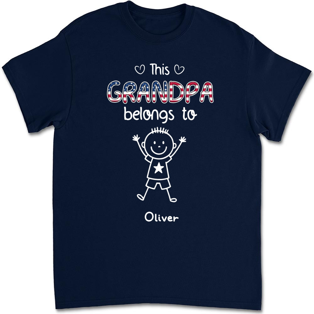 Custom Christmas & Birthday Gift for Grandpa • This Grandpa Belongs To Us America - Personalized Shirt