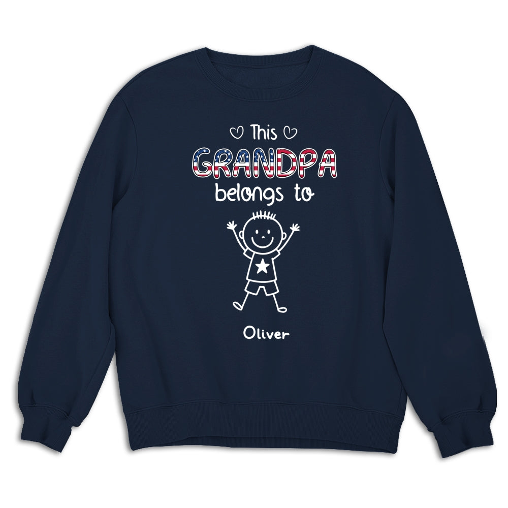 Custom Christmas & Birthday Gift for Grandpa • This Grandpa Belongs To Us America - Personalized Shirt