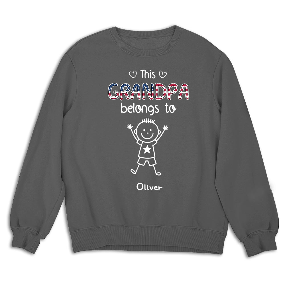 Custom Christmas & Birthday Gift for Grandpa • This Grandpa Belongs To Us America - Personalized Shirt