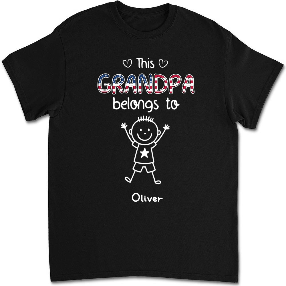 Custom Christmas & Birthday Gift for Grandpa • This Grandpa Belongs To Us America - Personalized Shirt