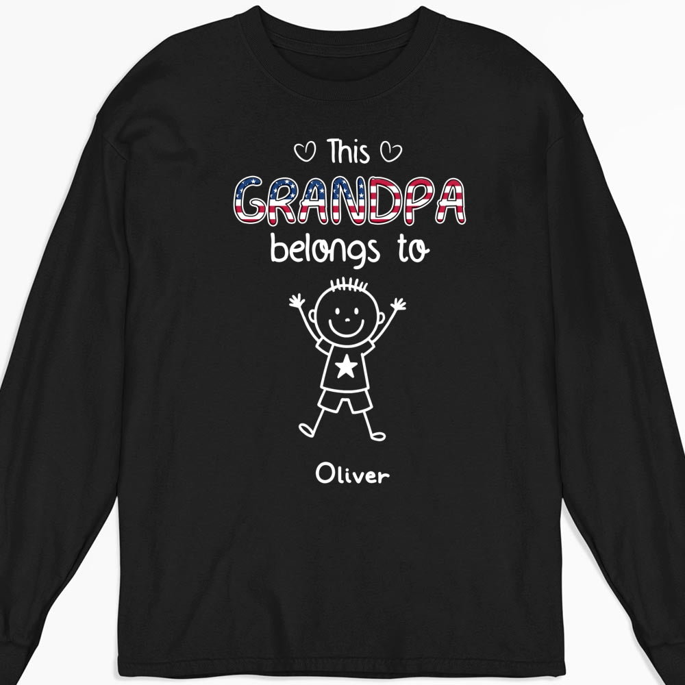 Custom Christmas & Birthday Gift for Grandpa • This Grandpa Belongs To Us America - Personalized Shirt