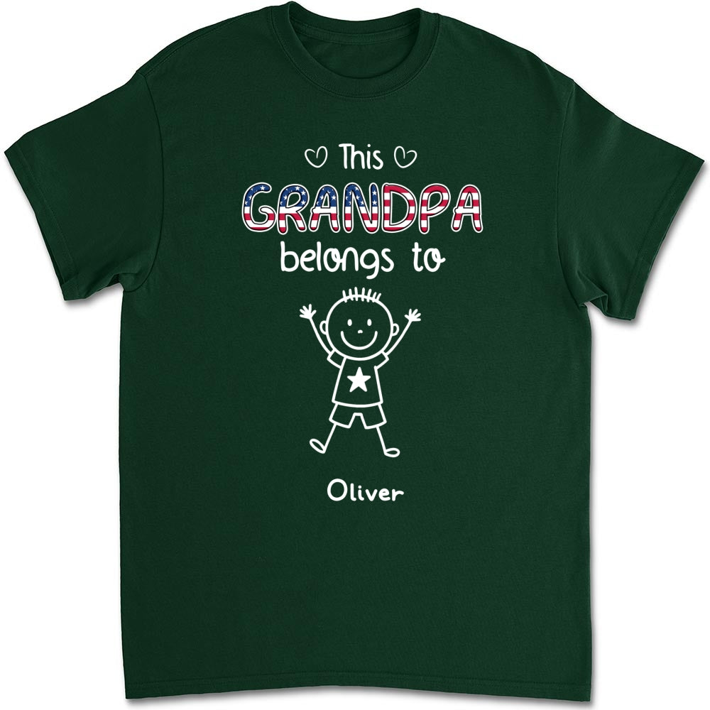 Custom Christmas & Birthday Gift for Grandpa • This Grandpa Belongs To Us America - Personalized Shirt