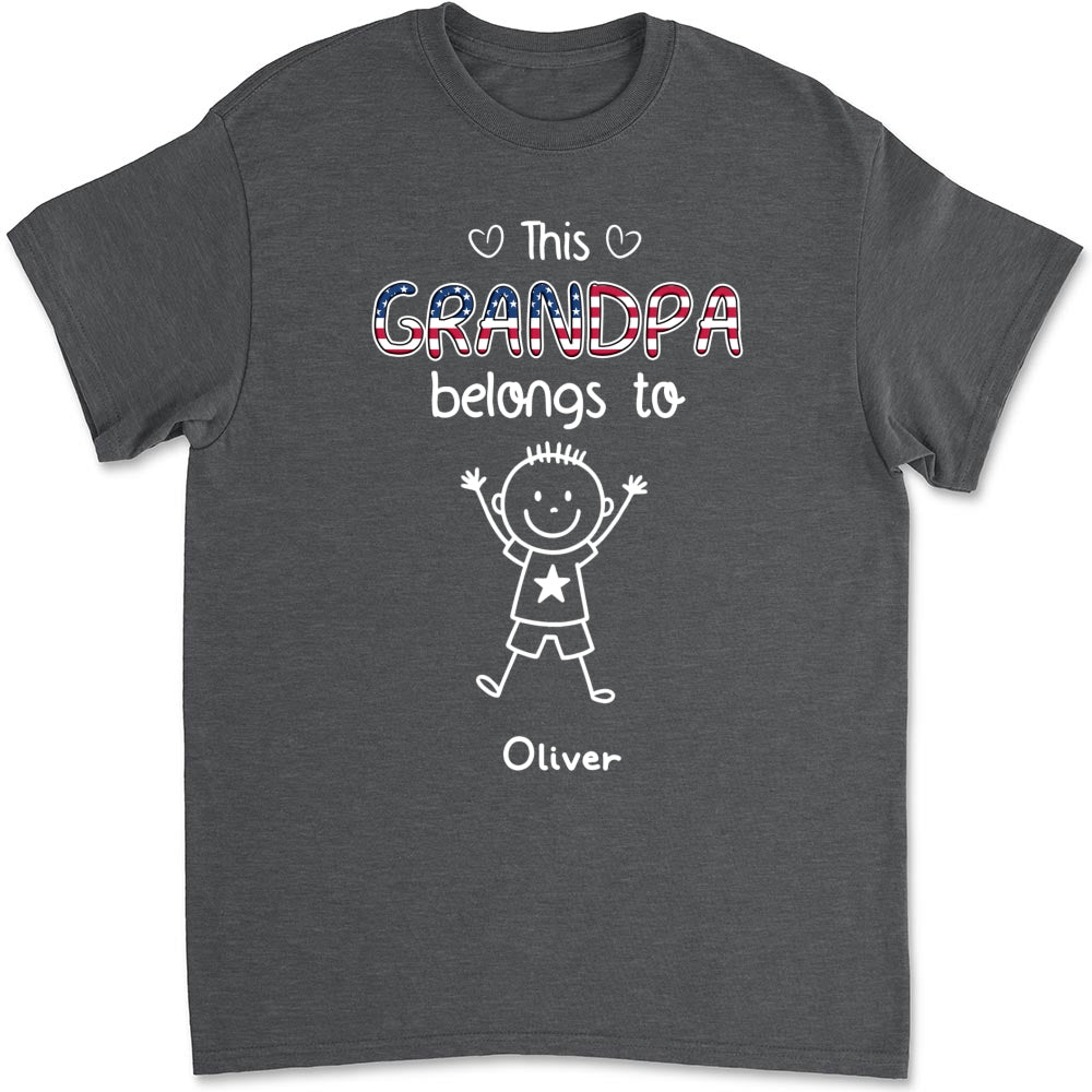 Custom Christmas & Birthday Gift for Grandpa • This Grandpa Belongs To Us America - Personalized Shirt
