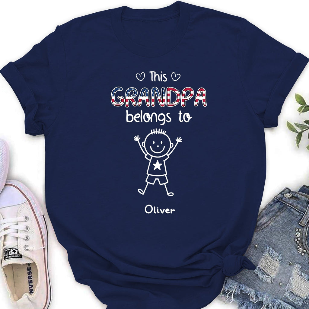 Custom Christmas & Birthday Gift for Grandpa • This Grandpa Belongs To Us America - Personalized Shirt