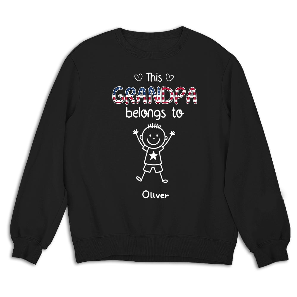 Custom Christmas & Birthday Gift for Grandpa • This Grandpa Belongs To Us America - Personalized Shirt