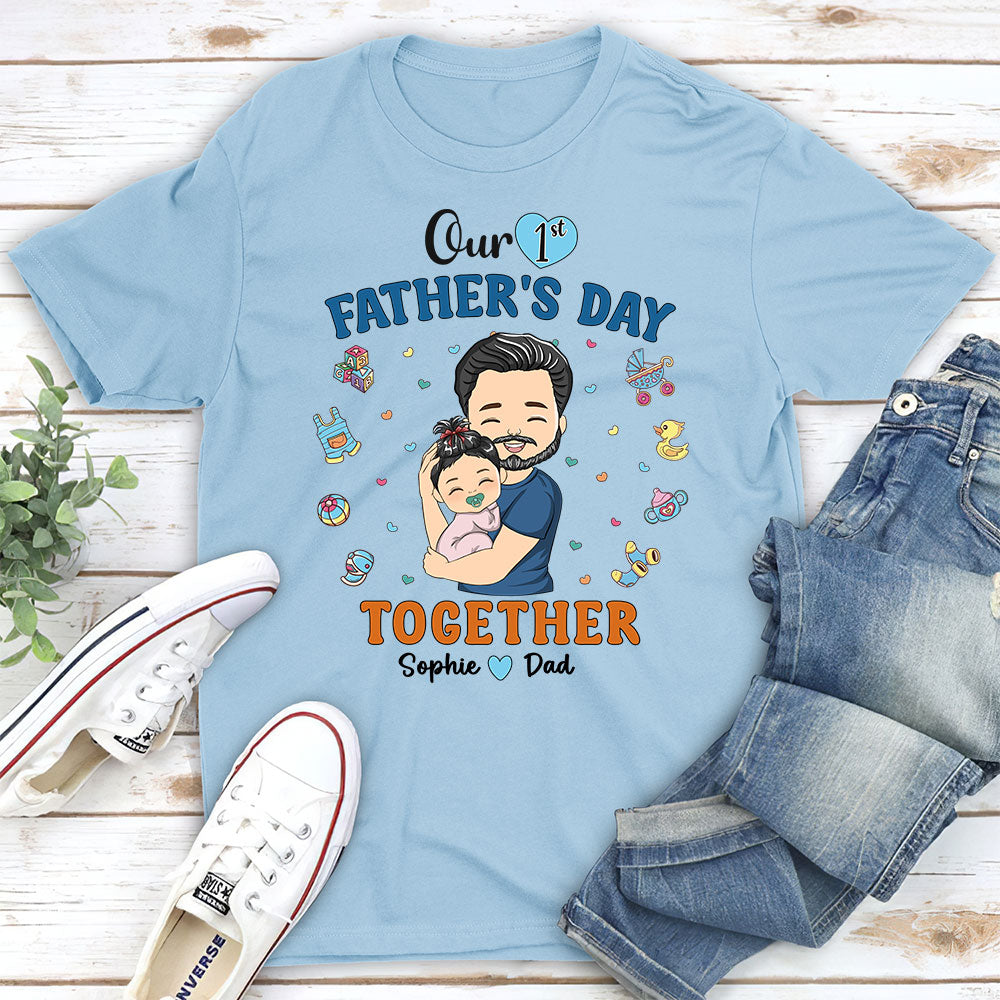 Custom First Father's Day, Christmas Gift for New Dad • 1st Fathers Day Together - Personalized Shirt