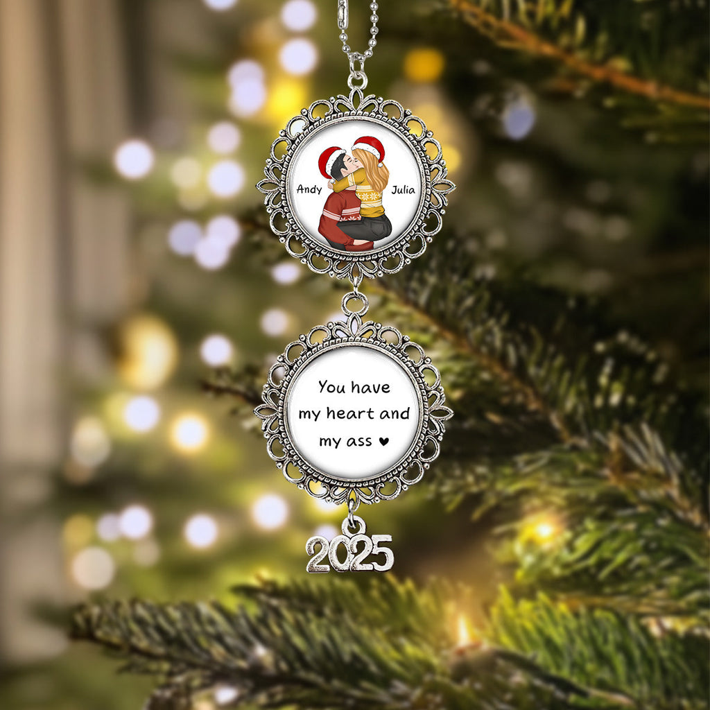 Custom Couple Christmas Ornament, Anniversary Gift •  You Have My Heart - Personalized Charming Ornament