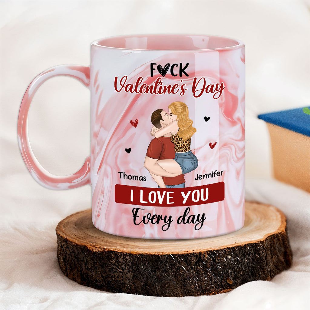 Custom Anniversary Keepsake Gifts For Couple • I Love You Every Day - Personalized Pink Marble Mug