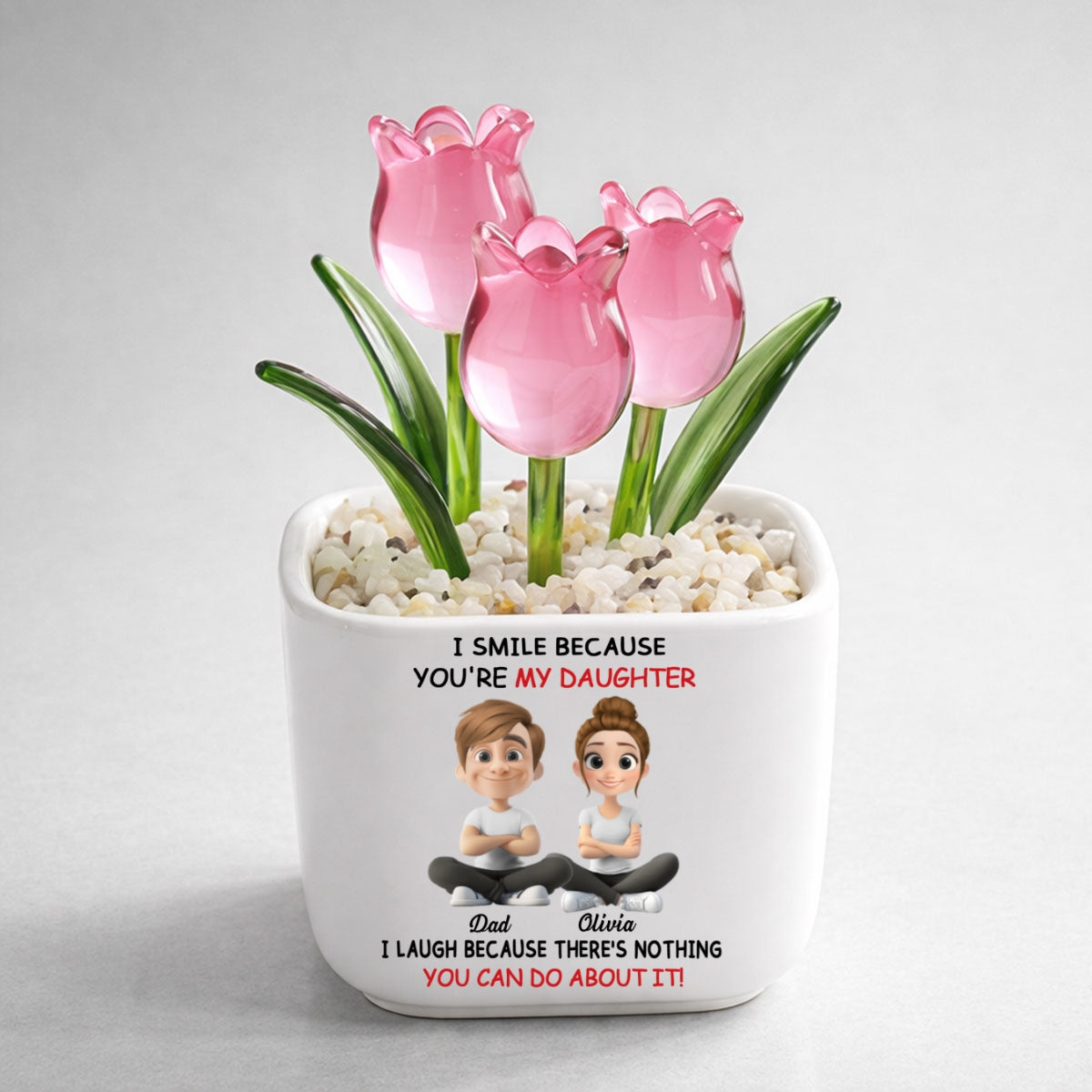 Custom Mother's Day Flower Keepsake, Glass Home Decor Gift for Daughter • My Daughter - Personalized Glass Everlasting Tulips