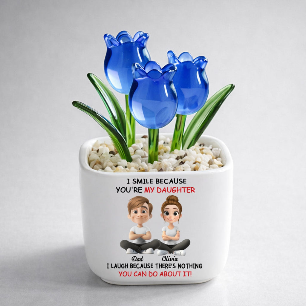 Custom Mother's Day Flower Keepsake, Glass Home Decor Gift for Daughter • My Daughter - Personalized Glass Everlasting Tulips