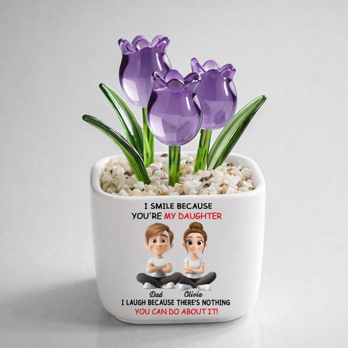 Custom Mother's Day Flower Keepsake, Glass Home Decor Gift for Daughter • My Daughter - Personalized Glass Everlasting Tulips