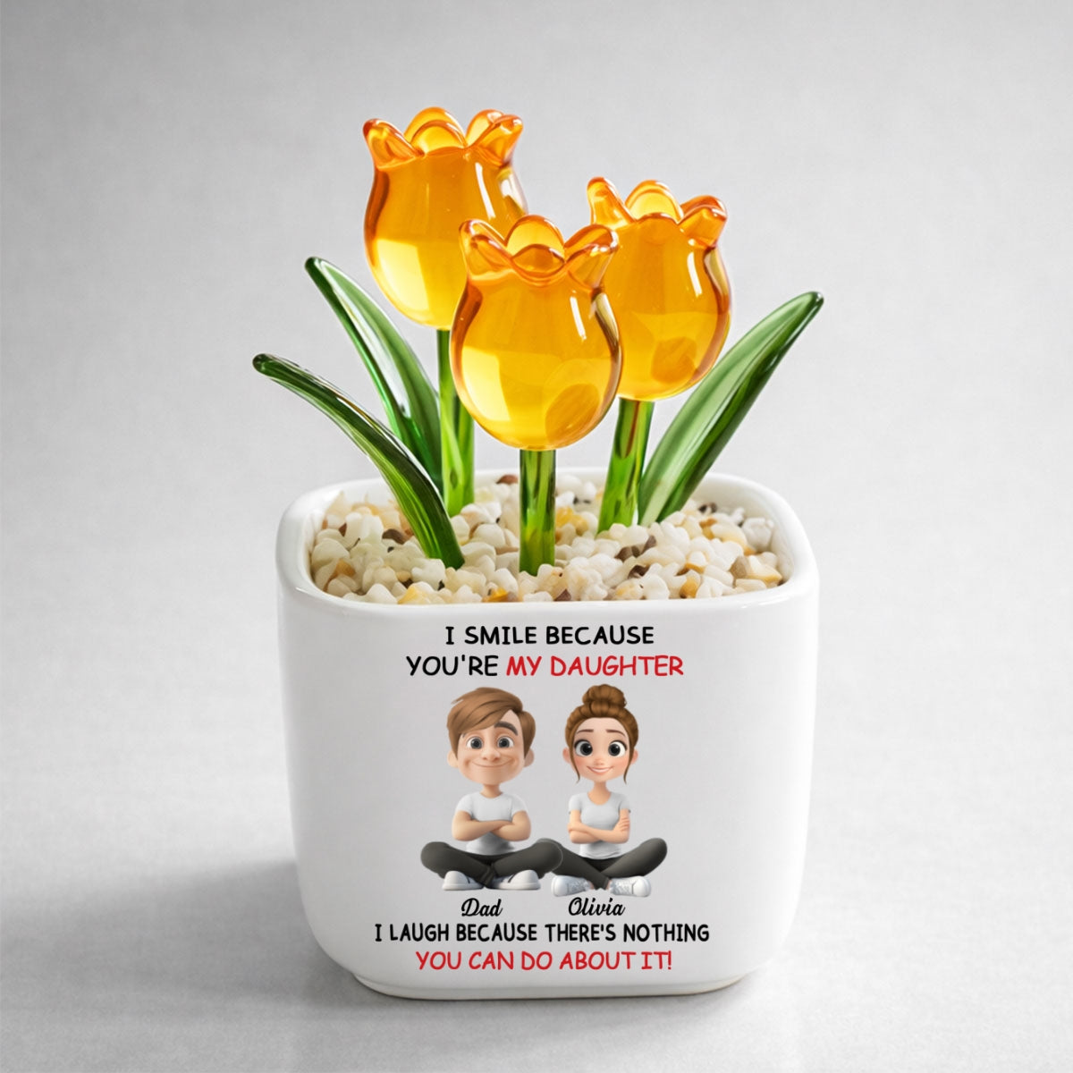 Custom Mother's Day Flower Keepsake, Glass Home Decor Gift for Daughter • My Daughter - Personalized Glass Everlasting Tulips