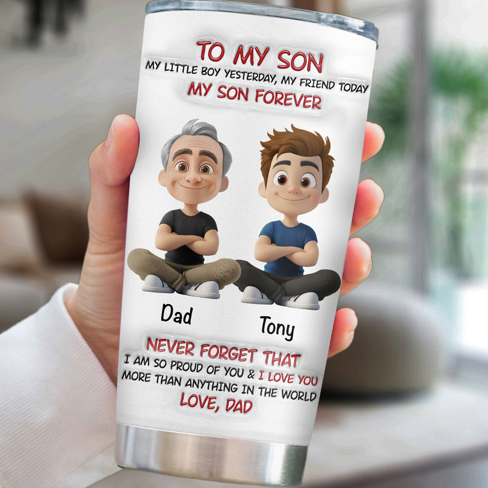Custom Christmas Birthday Gifts For Son • My Son Forever - Personalized 3D Inflated Effect Tumbler