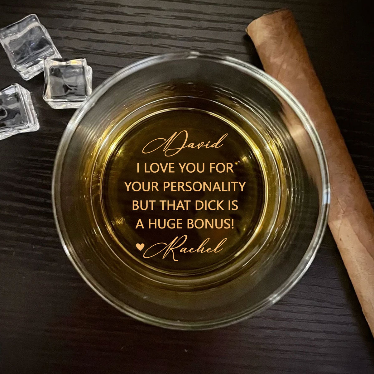 Custom Christmas Anniversary Birthday Drinkware Gifts for Husband • I Love Your Personality - Personalized Engraved Whiskey Glass