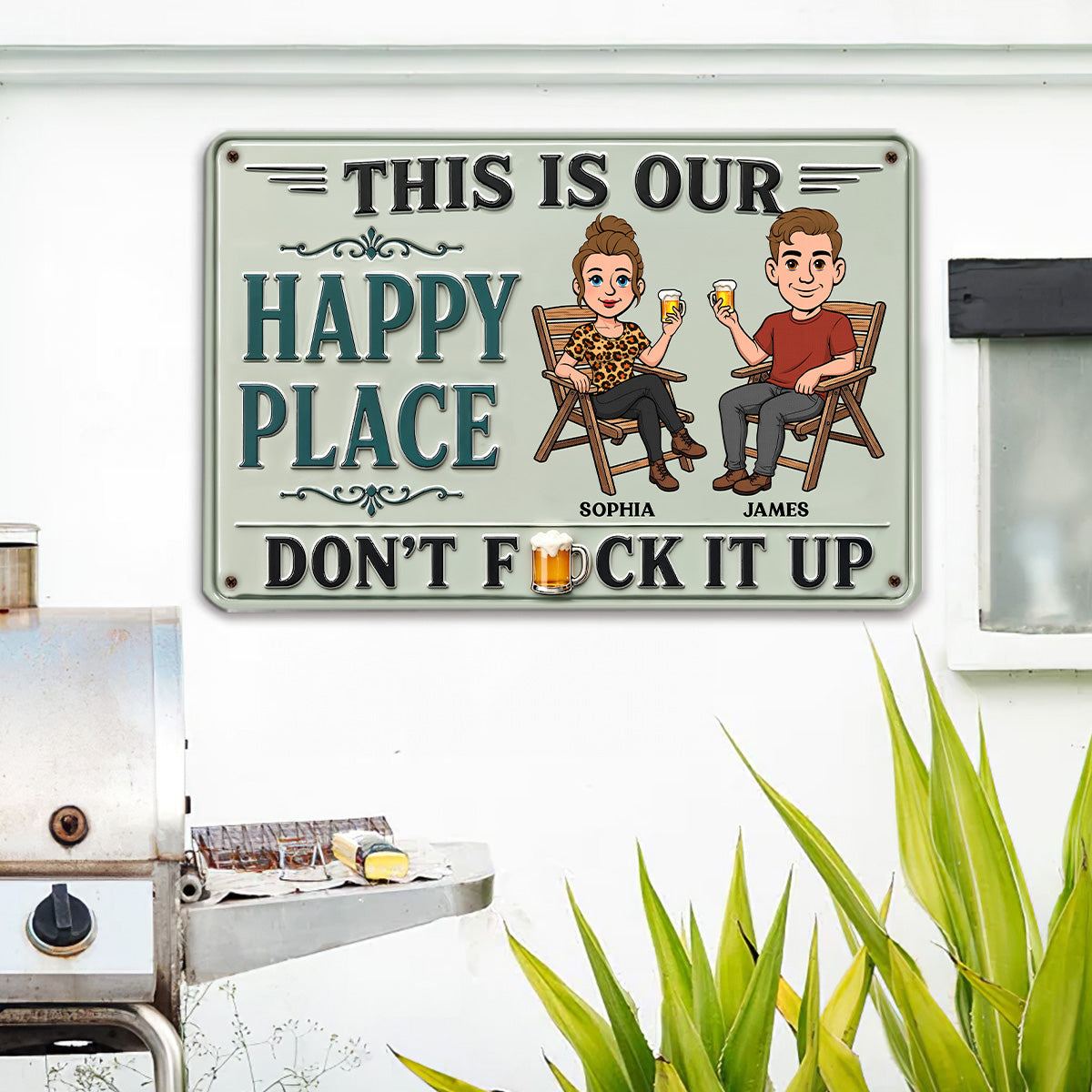 Custom 3D Family Summer Backyard, Patio & Porch Decor • Vintage Palce - Personalized Metal Sign
