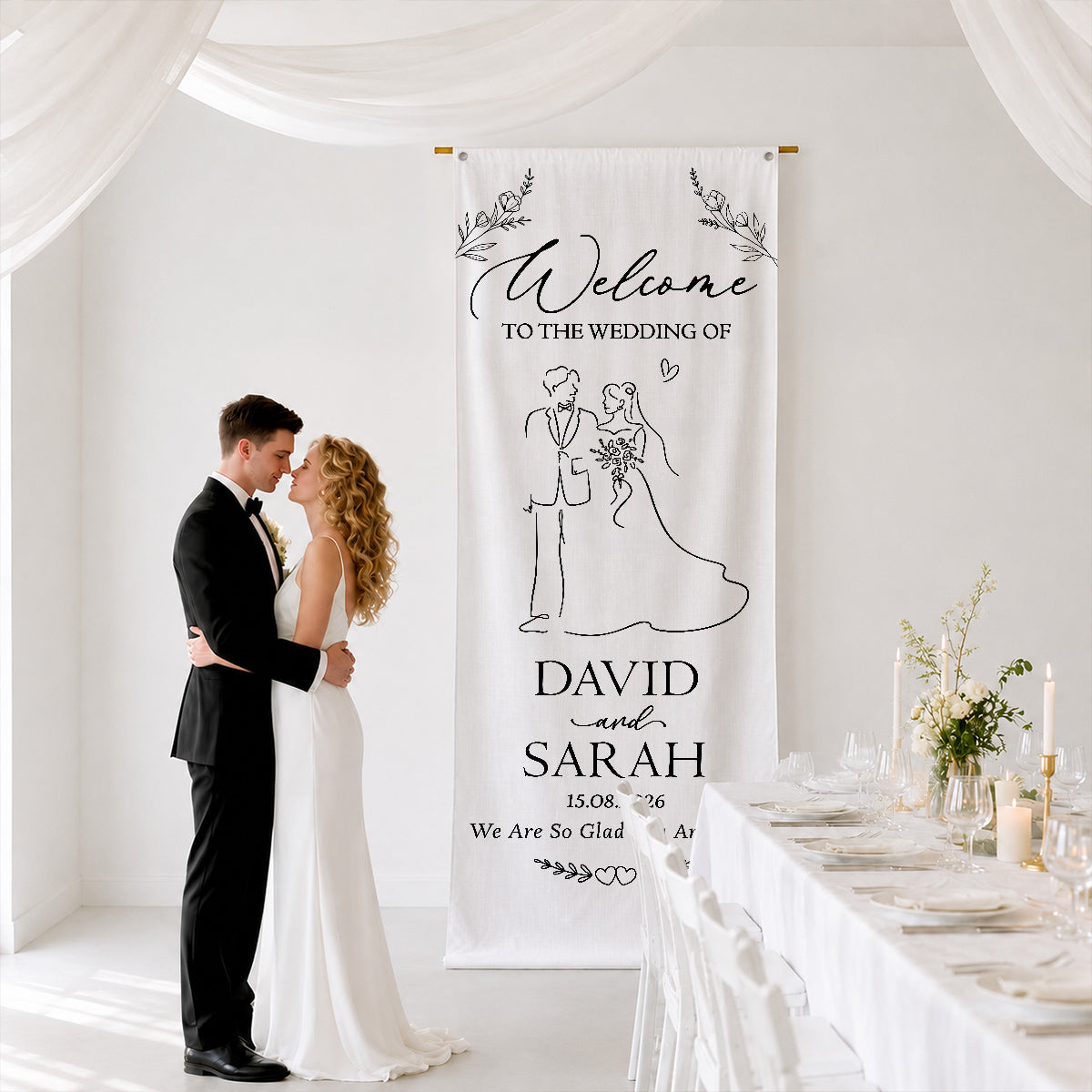 Our Forever Starts Here - Personalized Welcome Linen Sign