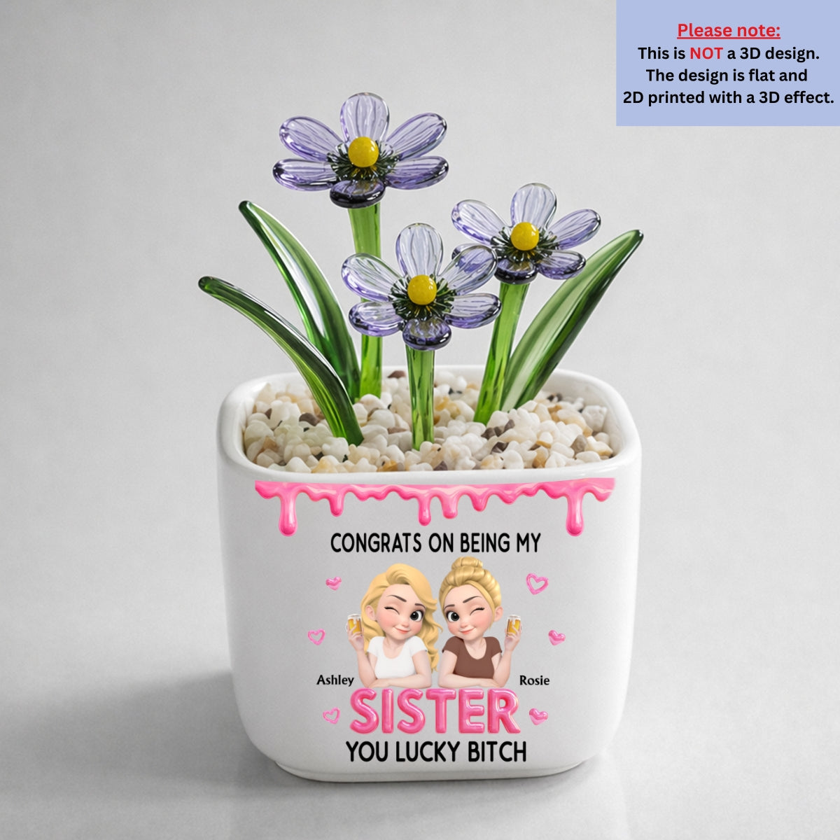 Congrats My Sister - Personalized Glass Birth Month Flower