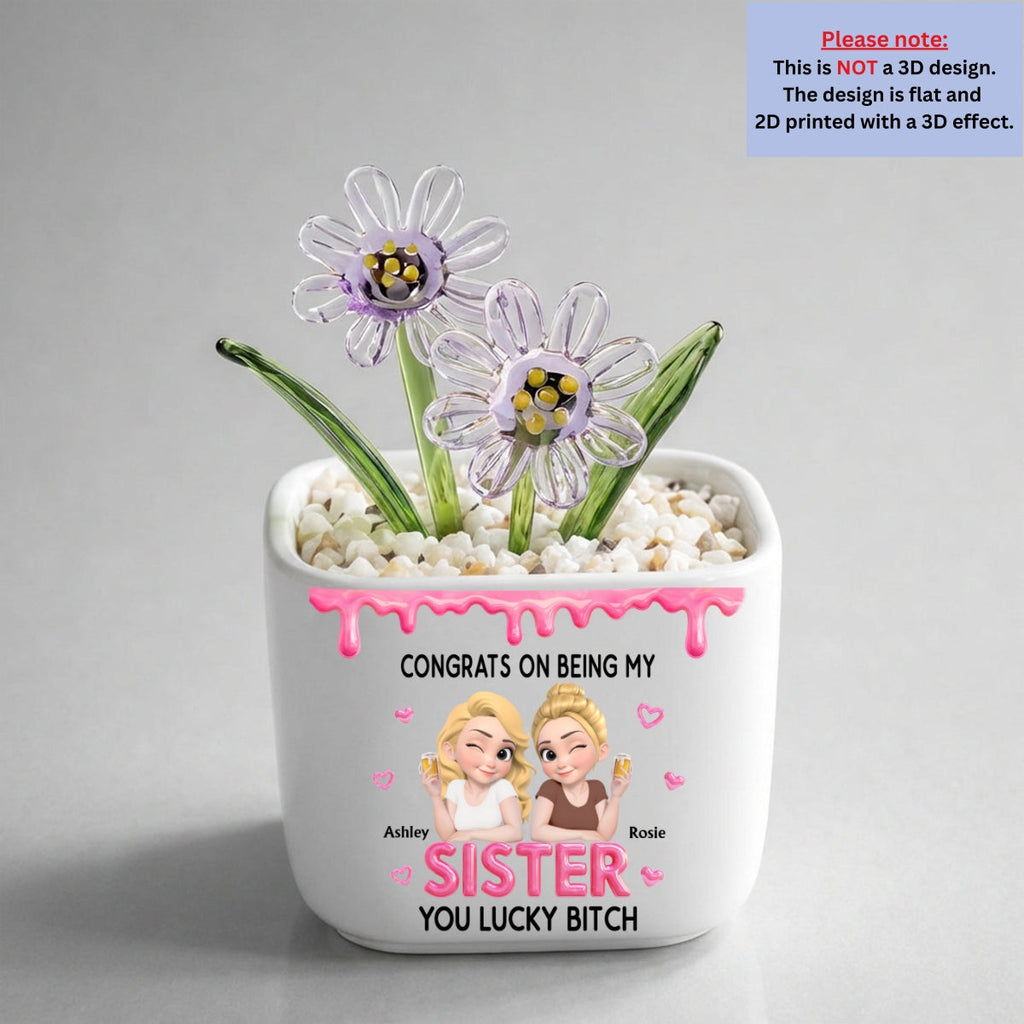 Congrats My Sister - Personalized Glass Birth Month Flower