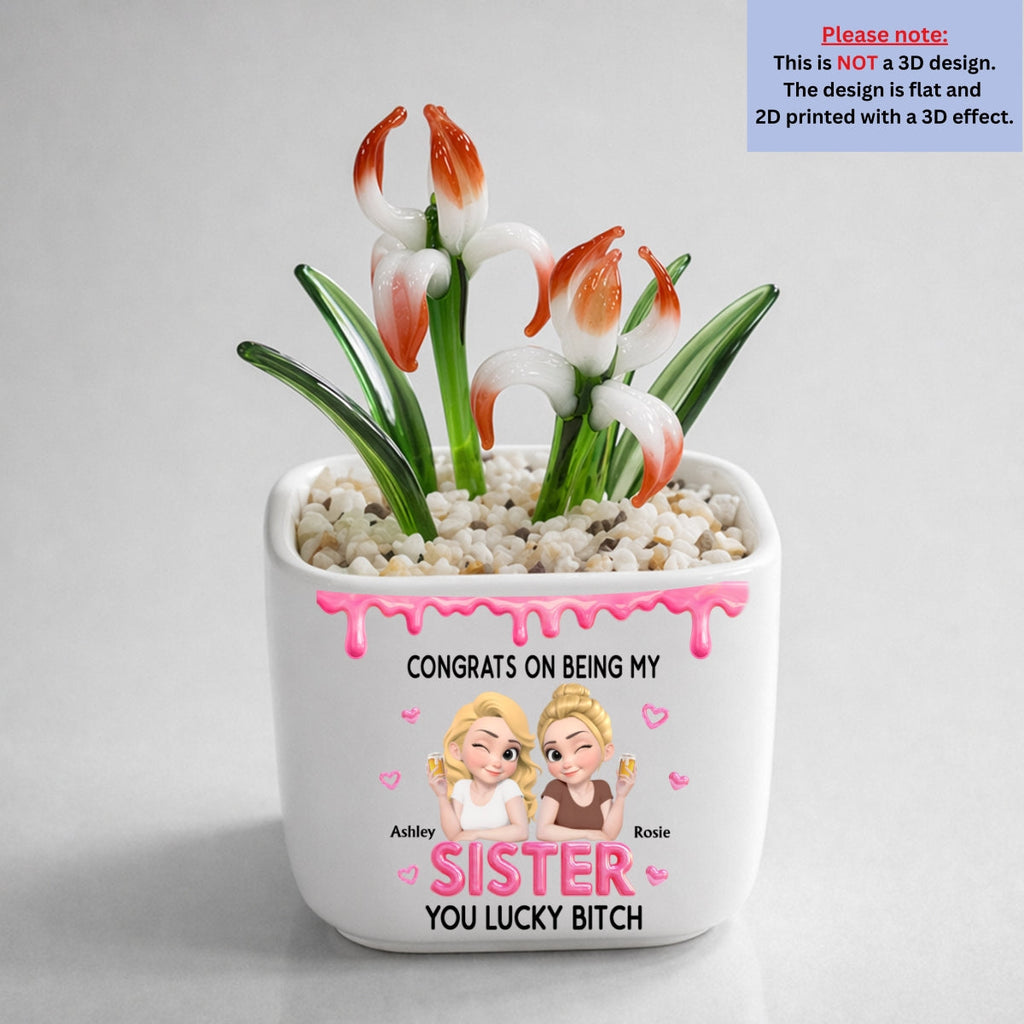 Congrats My Sister - Personalized Glass Birth Month Flower