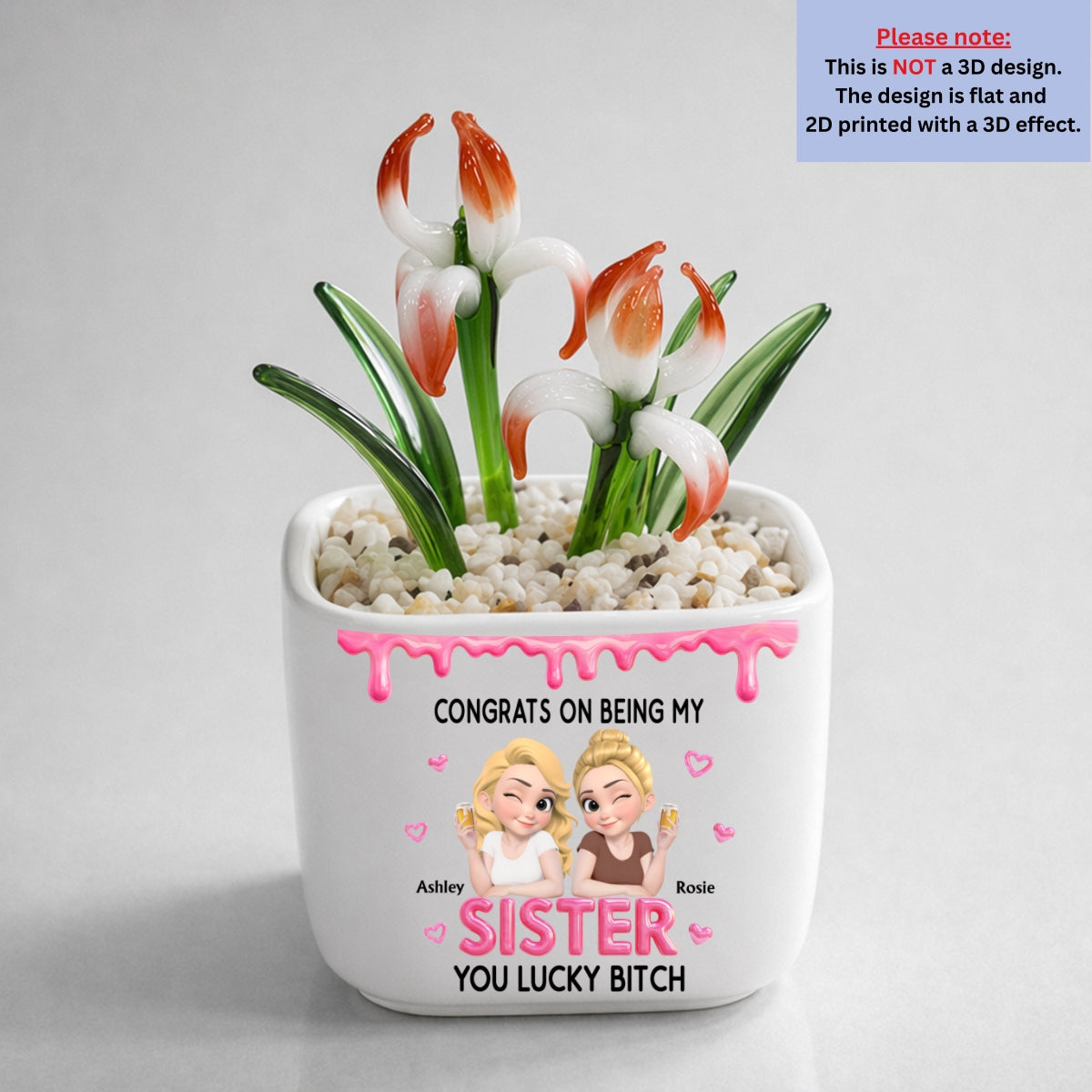 Congrats My Sister - Personalized Glass Birth Month Flower