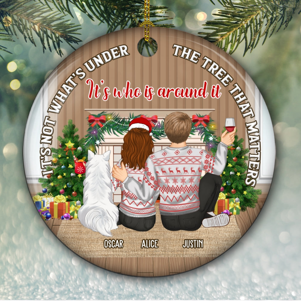 Custom Couple Christmas Ornament, Anniversary Gift •  What Is Under The Tree Matter - Personalized Ceramic Ornament