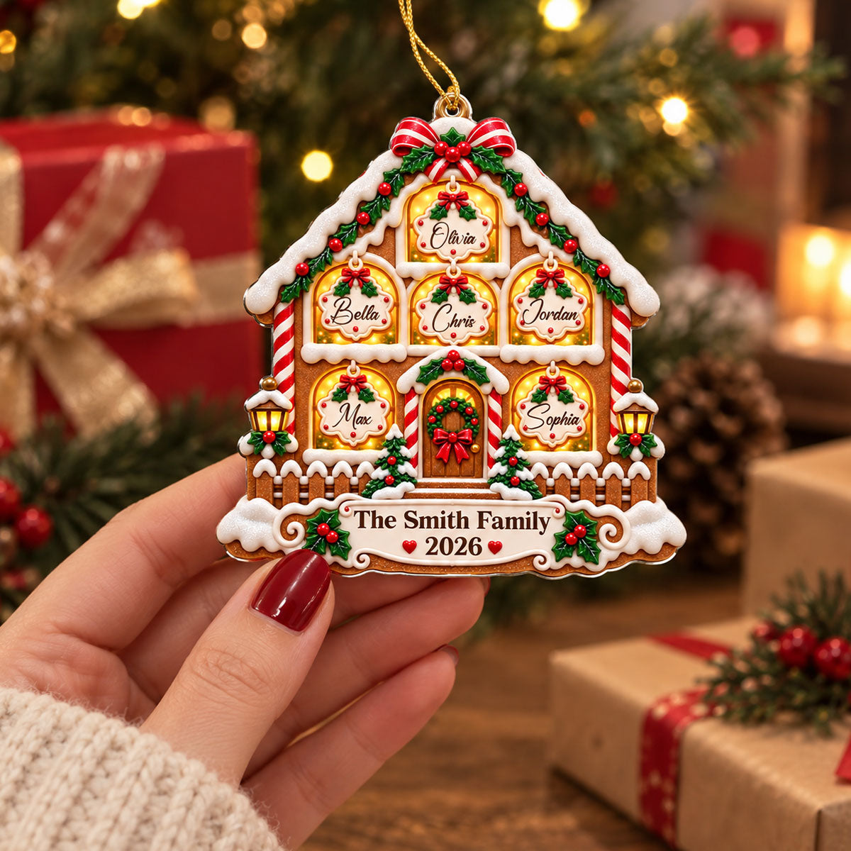 Custom Family Ornament, Christmas Gift for Family Members •  Holiday Window Gallery - Personalized Acrylic Ornament