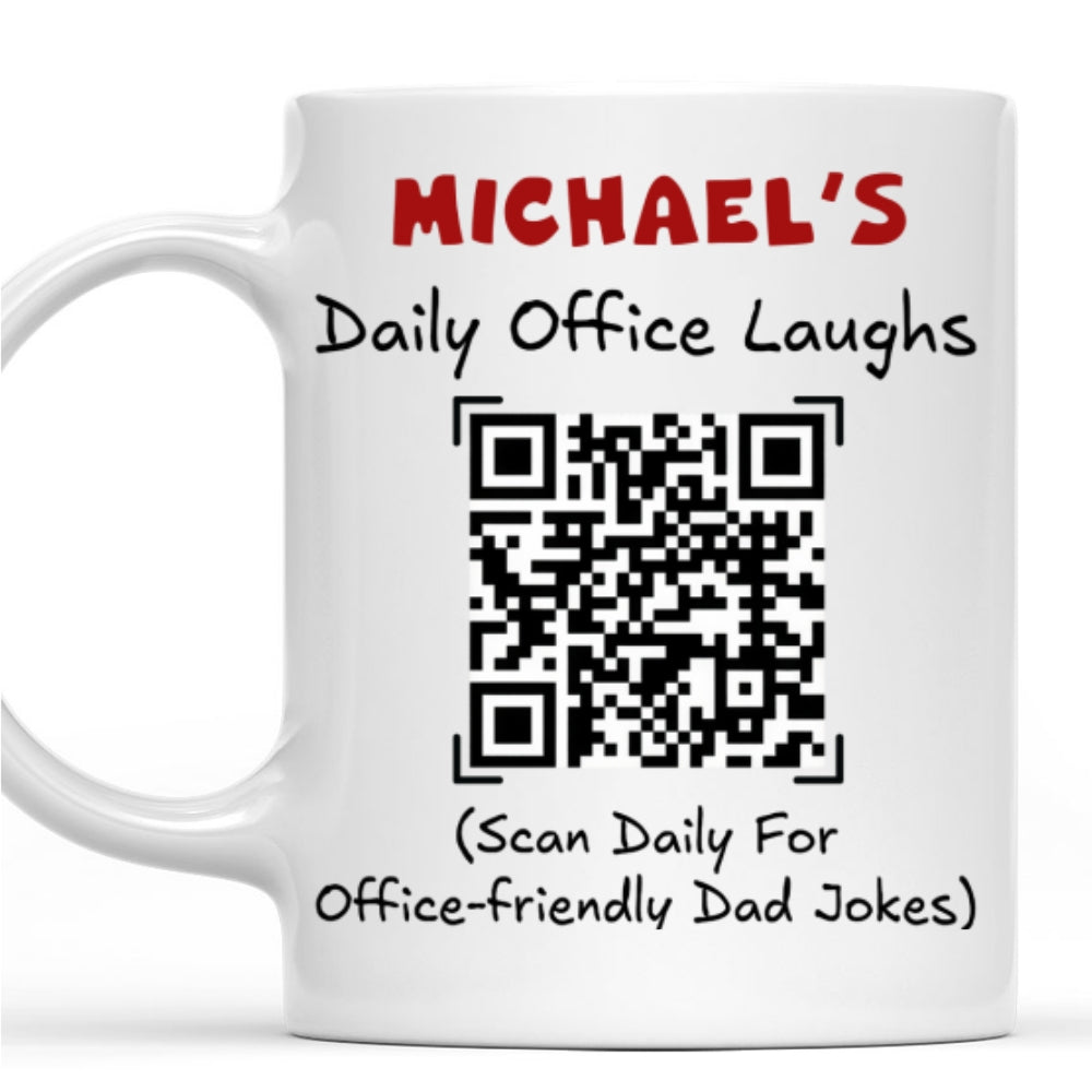 Custom Coworker, Christmas & Birthday Team Appreciation Gift • Scan And Laugh Dad Joke - Personalized Coffee Mug