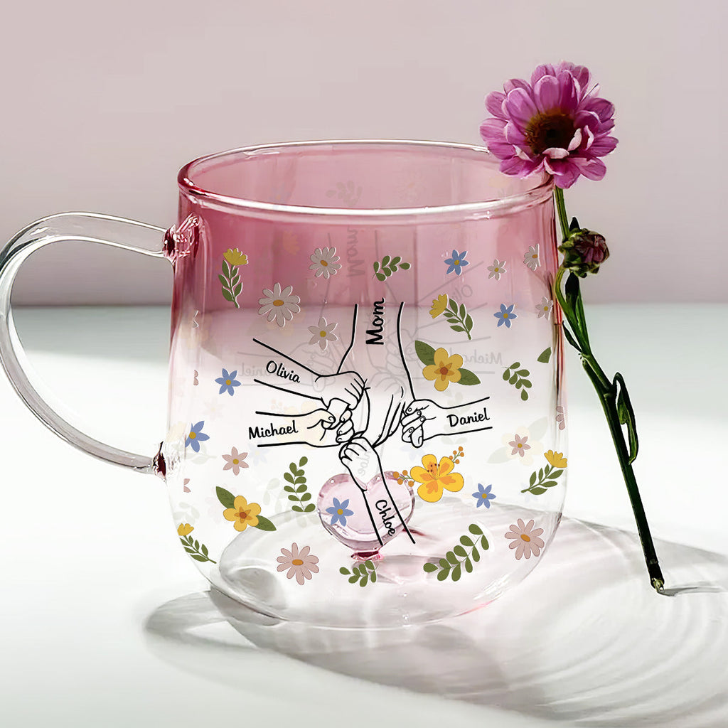 Custom Mother's Day Gift for Mom & Grandma • Best Mom Ever - Personalized Pink Gradient Glass Mug