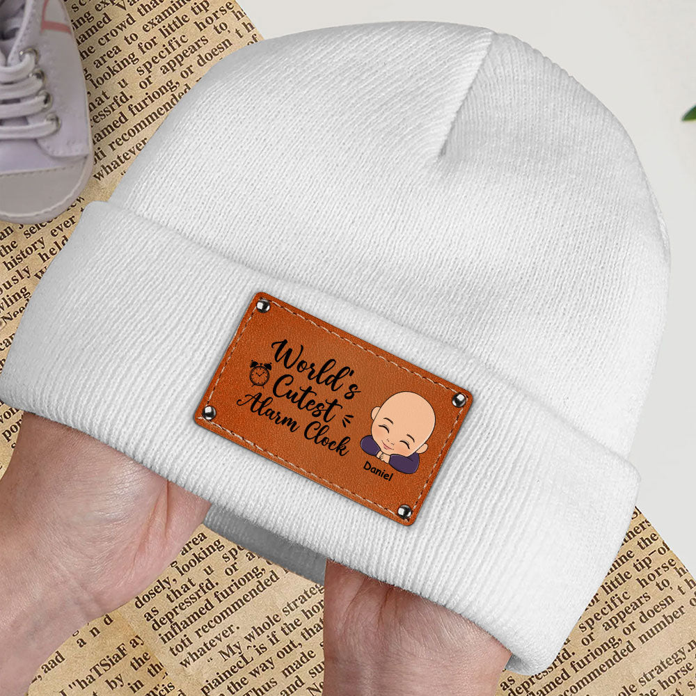 Custom Newborn Baby Beanie, Christmas Birthday Gift • The Cutest Alarm Clock - Personalized Beanie