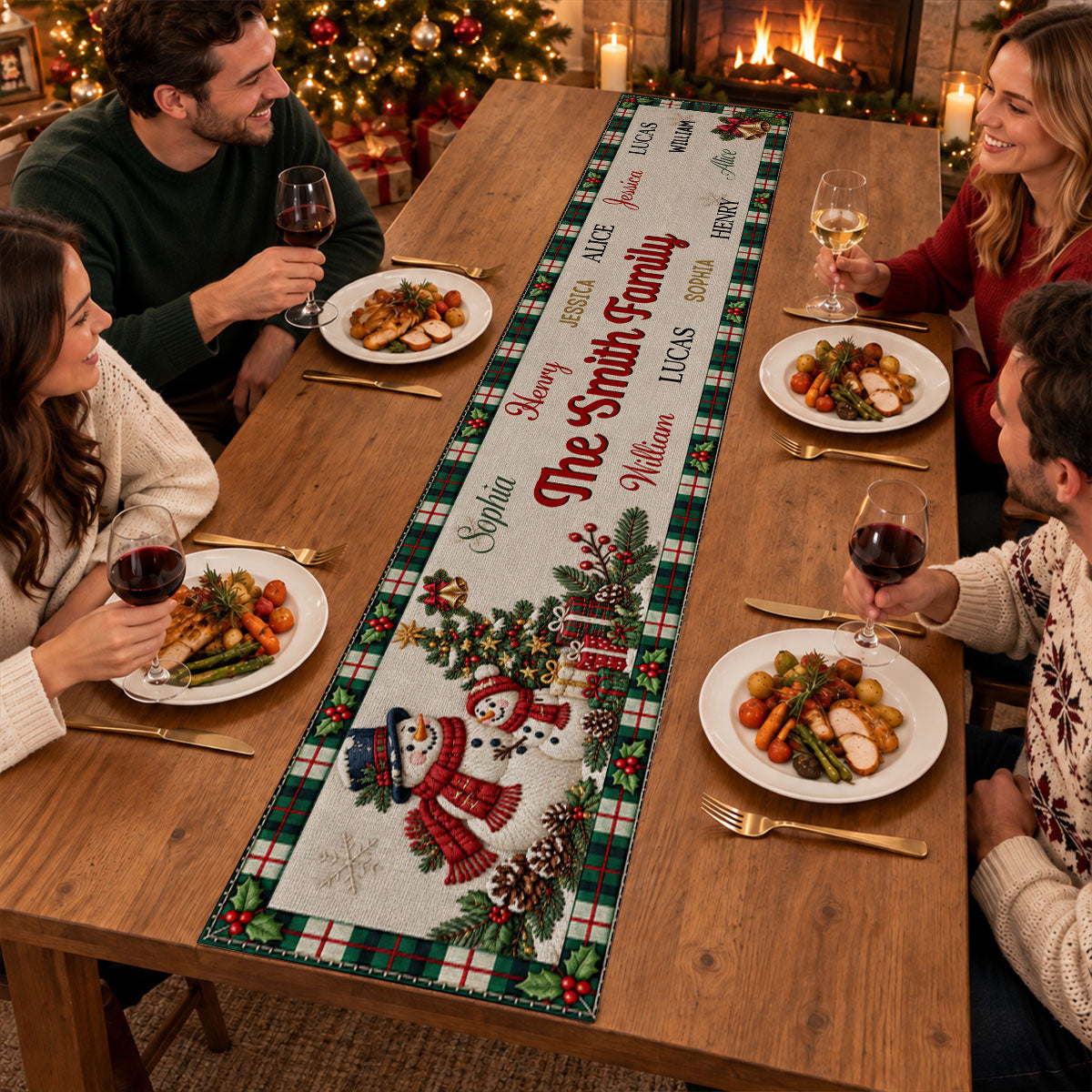 Custom Family Name Christmas Gifts, Holiday Decor Gift • The Christmas Crew - Personalized Table Runner