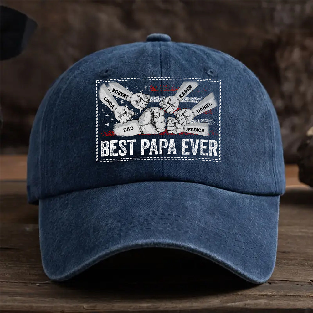 Custom Christmas Headwear Birthday Gifts for Dad • His Strength Begins With Love - Personalized Vintage Washed Denim Cap