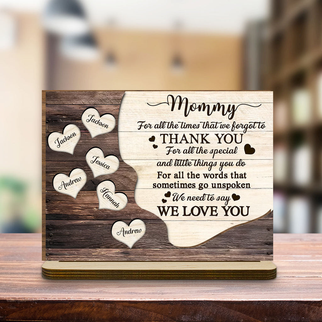 Custom Mother's Day Decor, Gift for Mom & Grandma • Thank You Mommy - Personalized 2-Layer Wood Plaque With Flat Base
