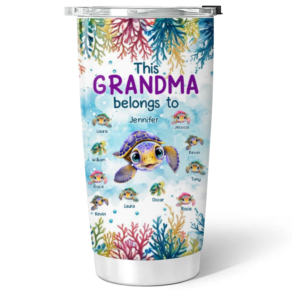 Custom Christmas Birthday Gifts For Grandma & Mom • This Grandma Belongs To Turtle Summer - Personalized Tumbler