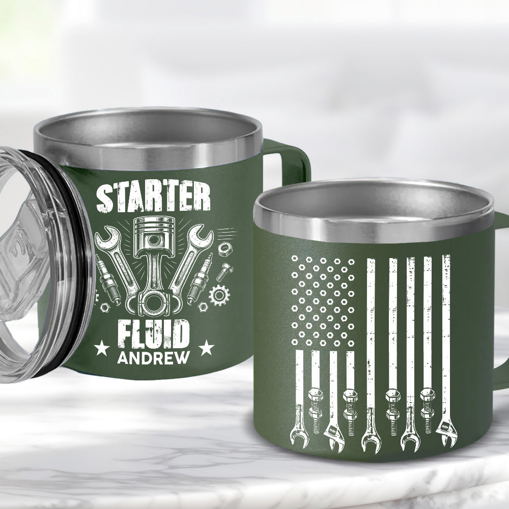 Custom Christmas Birthday Gifts For Dad • Legendary Wrench Master - Personalized 14oz Stainless Steel Tumbler With Handle