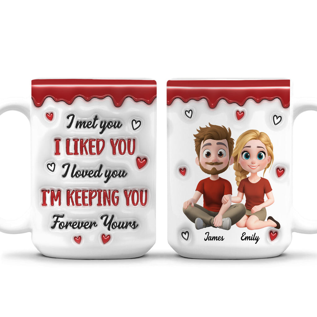 Custom Anniversary Keepsake Gifts For Couple • Couple Cartoon Forever Love - Personalized 3D Inflated Effect Mug