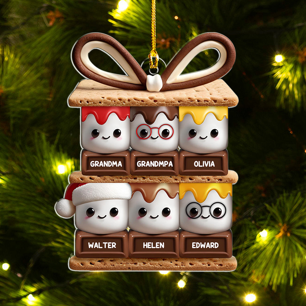 Custom Family Ornament, Christmas Gift for Family Members •  Happy Smores Version 2 - Personalized Acrylic Ornament - Gifts For Family, Friends, Coworkers