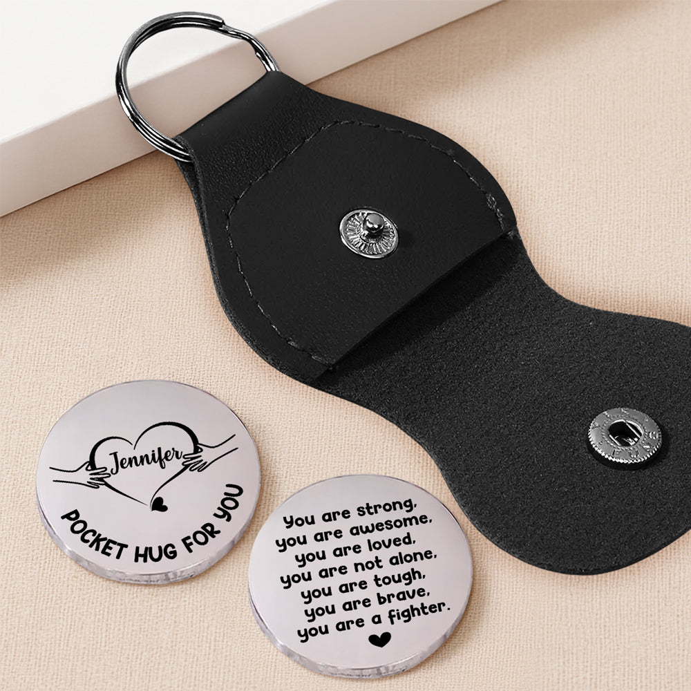 Custom Coin Keychain, Mother's Father's Day Birthday Gift Keepsake • Pocket Hug For You - Personalized Pocket Hug