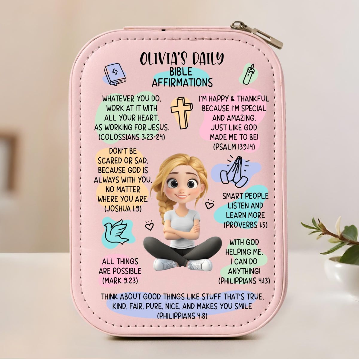Bible Affirmations - Personalized Jewelry Box With LED Mirror