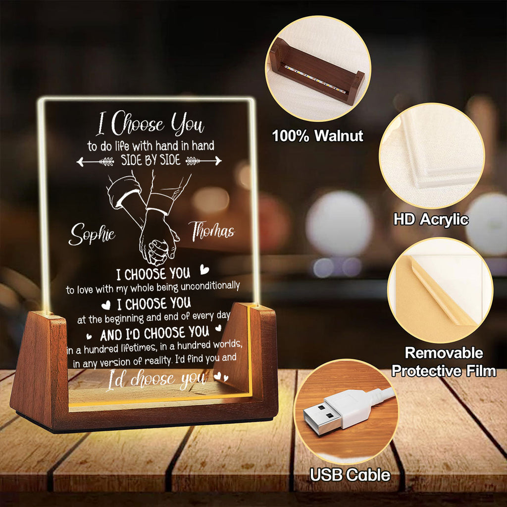 Custom Couple Gift for Anniversary, Valentine's Day, Christmas • I Choose You - Personalized Night Light