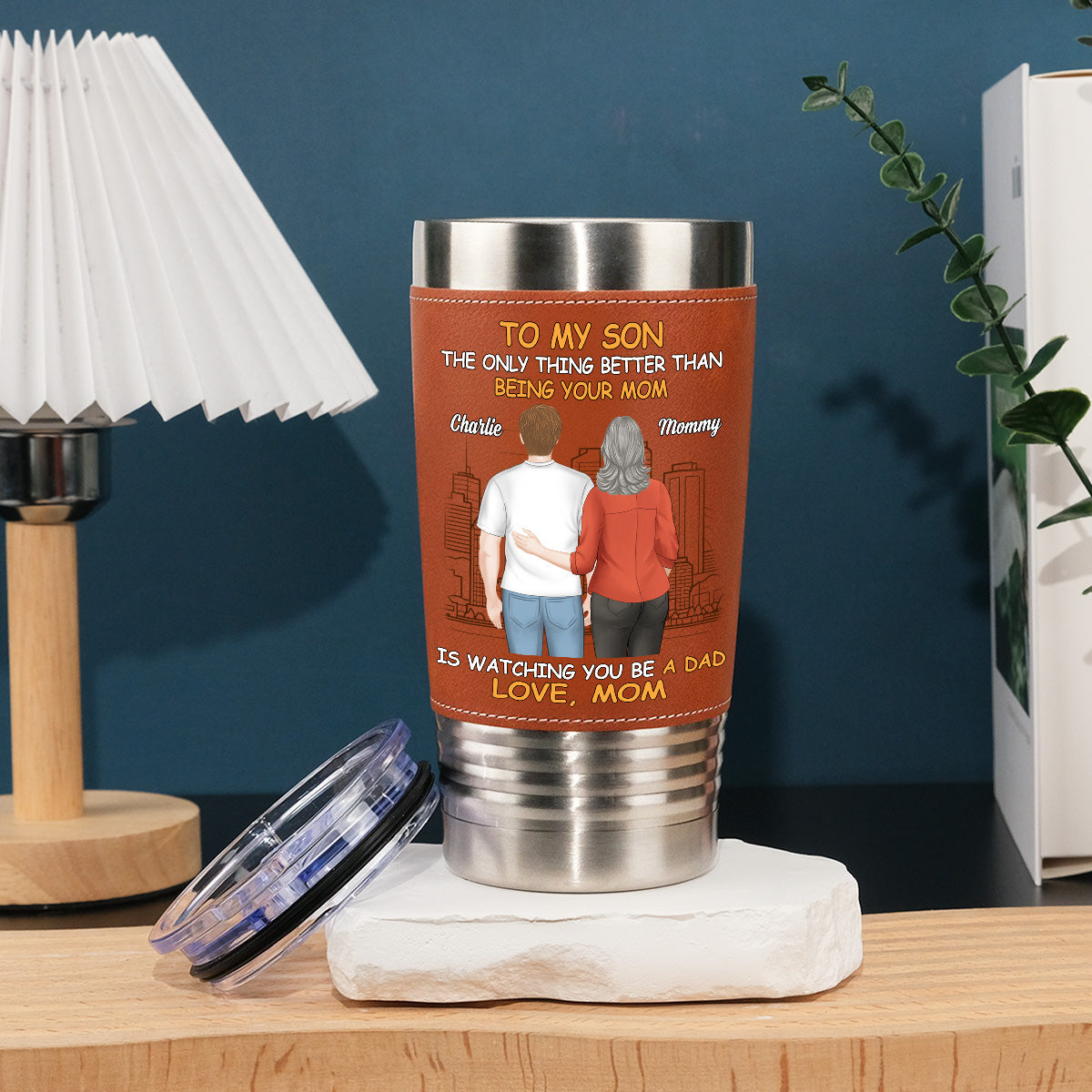 Custom Father's Day Birthday Gifts For Son • To My Son - Personalized Leather Tumbler