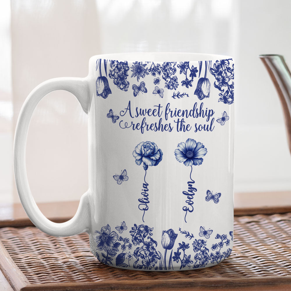 Custom Best Friend, Christmas & Birthday Friendship Keepsake Gift • A Sweet Friendship Toile - Personalized Coffee Mug