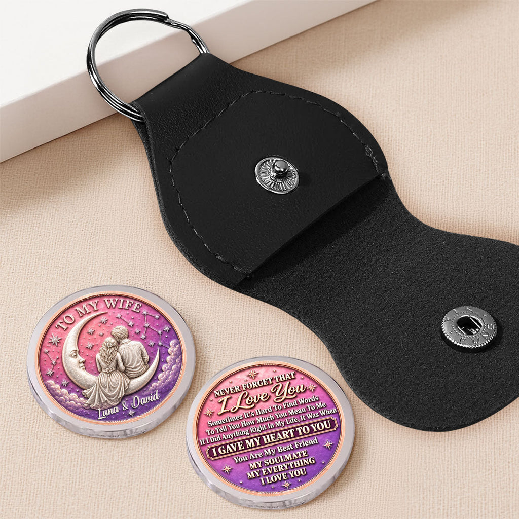 Custom Coin Keychain for Wife, Couple Anniversary Valentine's Day Gifts • Hold Me Close - Personalized 3D Printing Pocket Hug