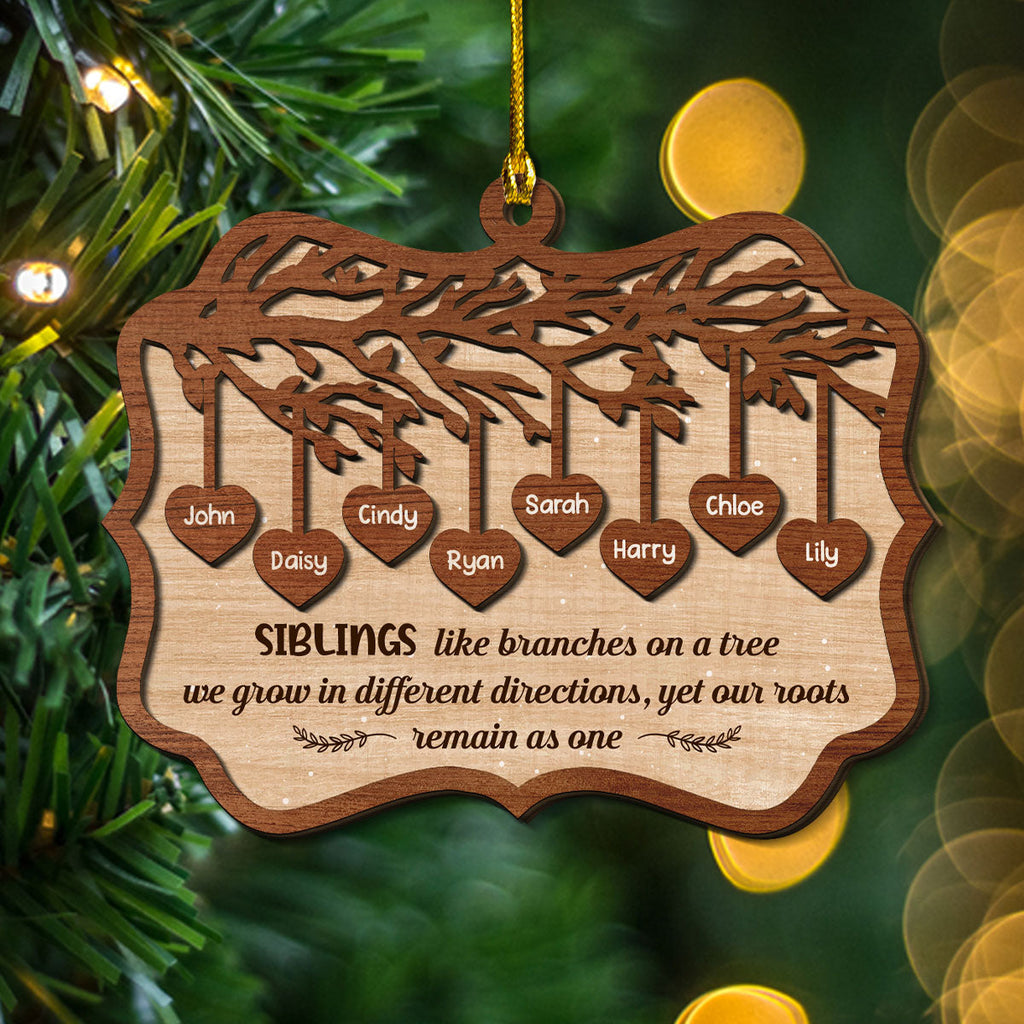 Custom Sister Christmas Ornament •  Sisters Like Branches On A Tree - Personalized 2-Layered Wood Ornament