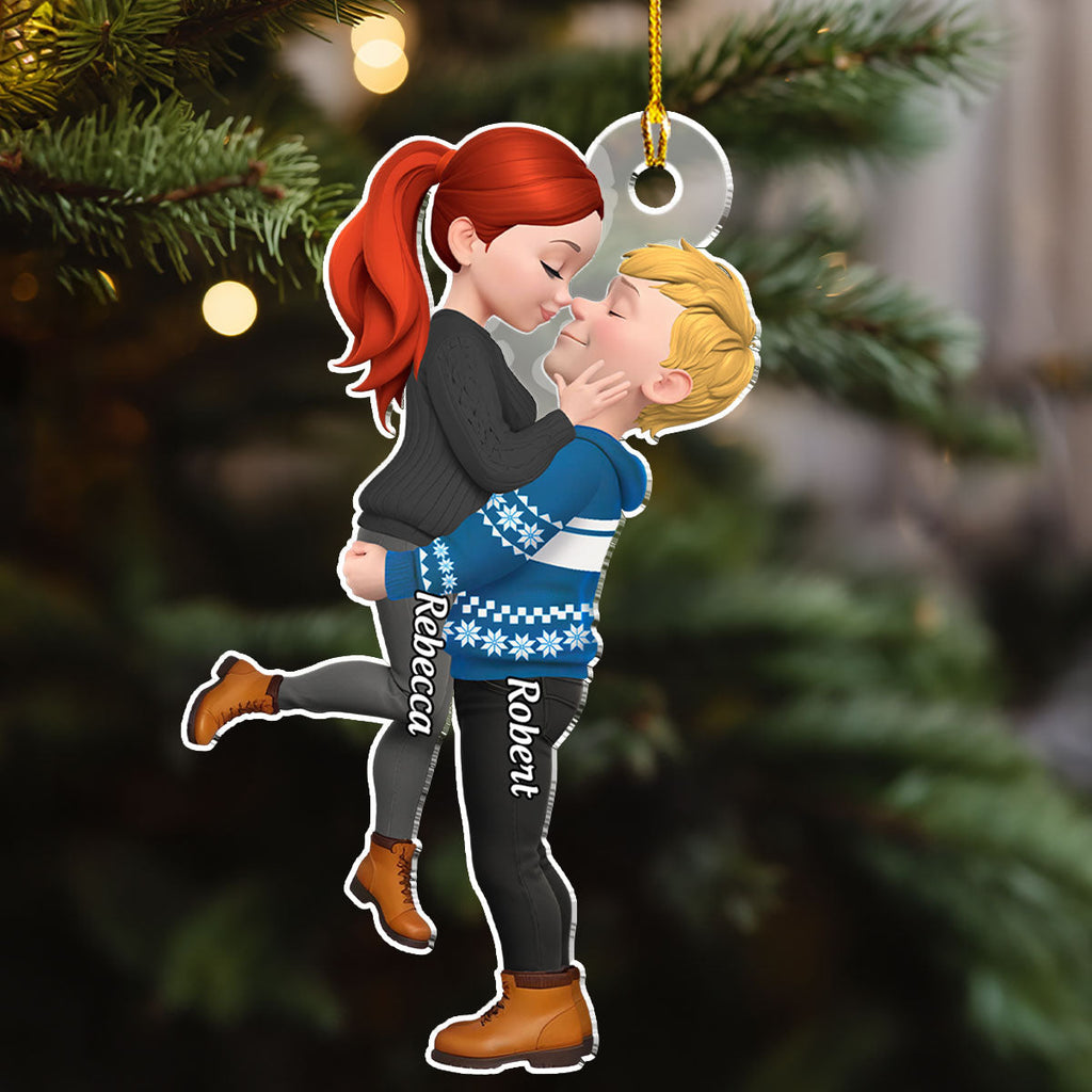 Custom Couple Christmas Ornament, Anniversary Gift •  Christmas With My Dear - Personalized Acrylic Ornament