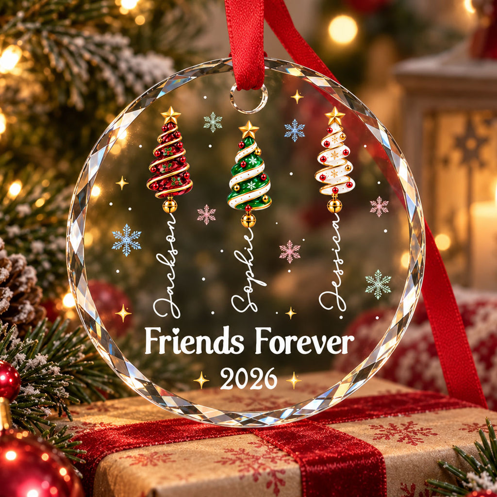 Custom Sister Christmas Ornament •  Best Sisters Forever - Personalized Glass Ornament