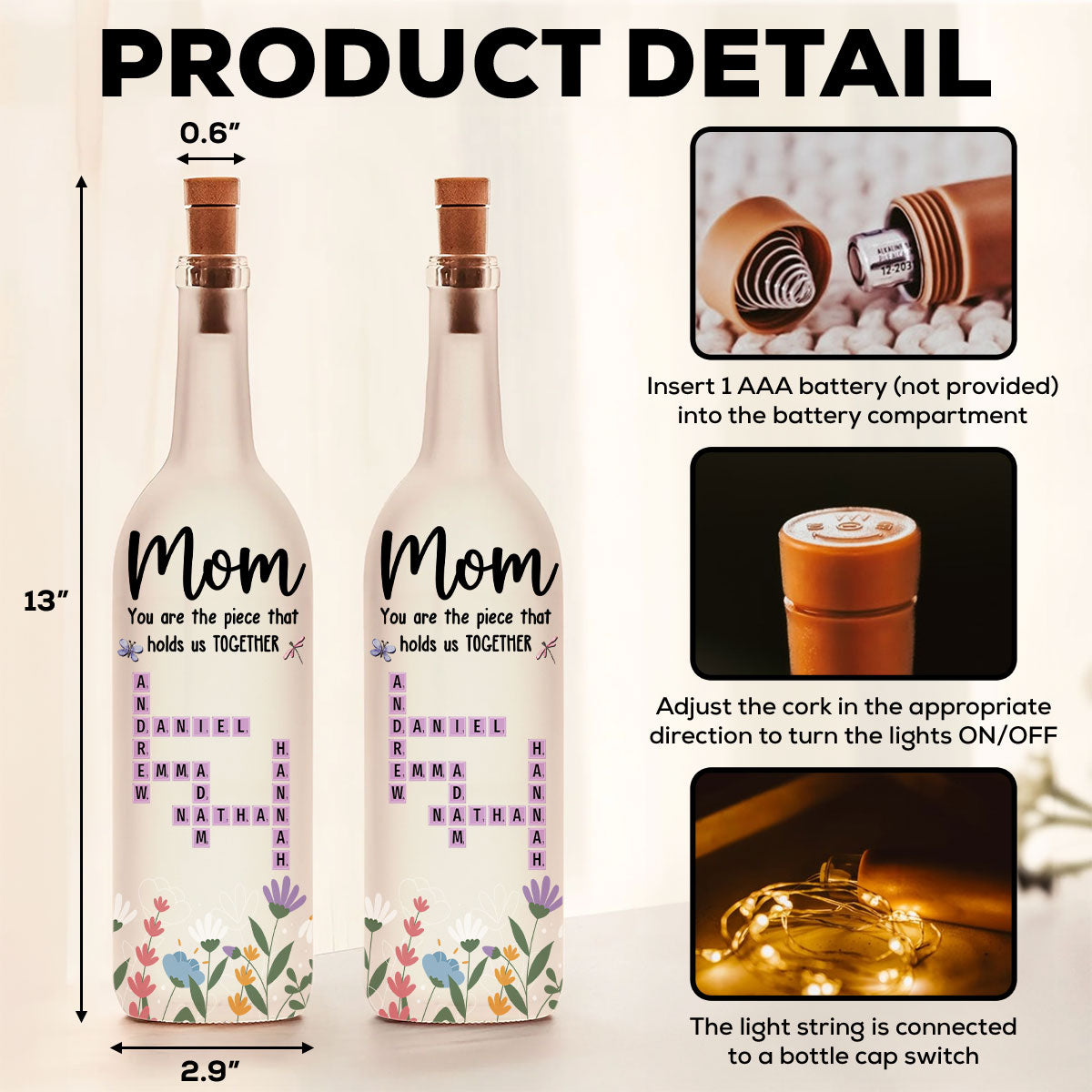 Hold Us Together - Personalized Bottle Lamp